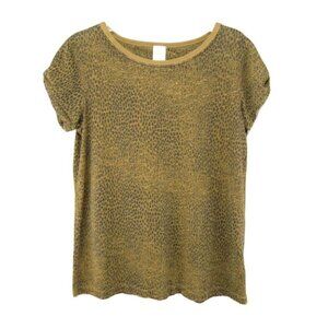 We The Free People Clare Animal Print Tee Top Brown Black Size S Cotton Blend